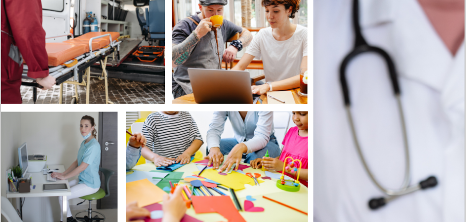 Sote- ja sivistyspalveluiden työntekijöitä työssään.