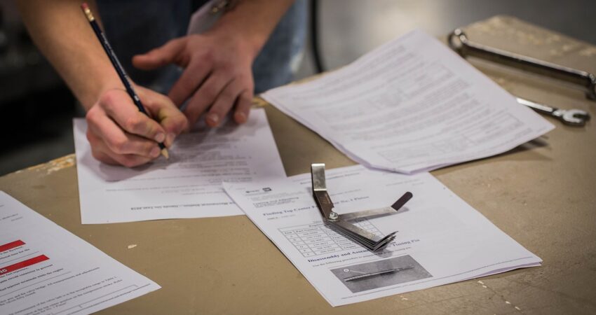 mies täyttää kyselyä