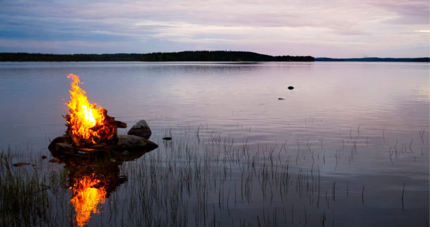 järvimaisema ja kokko vedessä