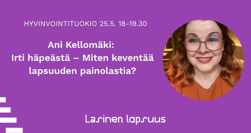 Miten keventää häpeän painolastia - otsikko ja Ani Kellomäen kuva.